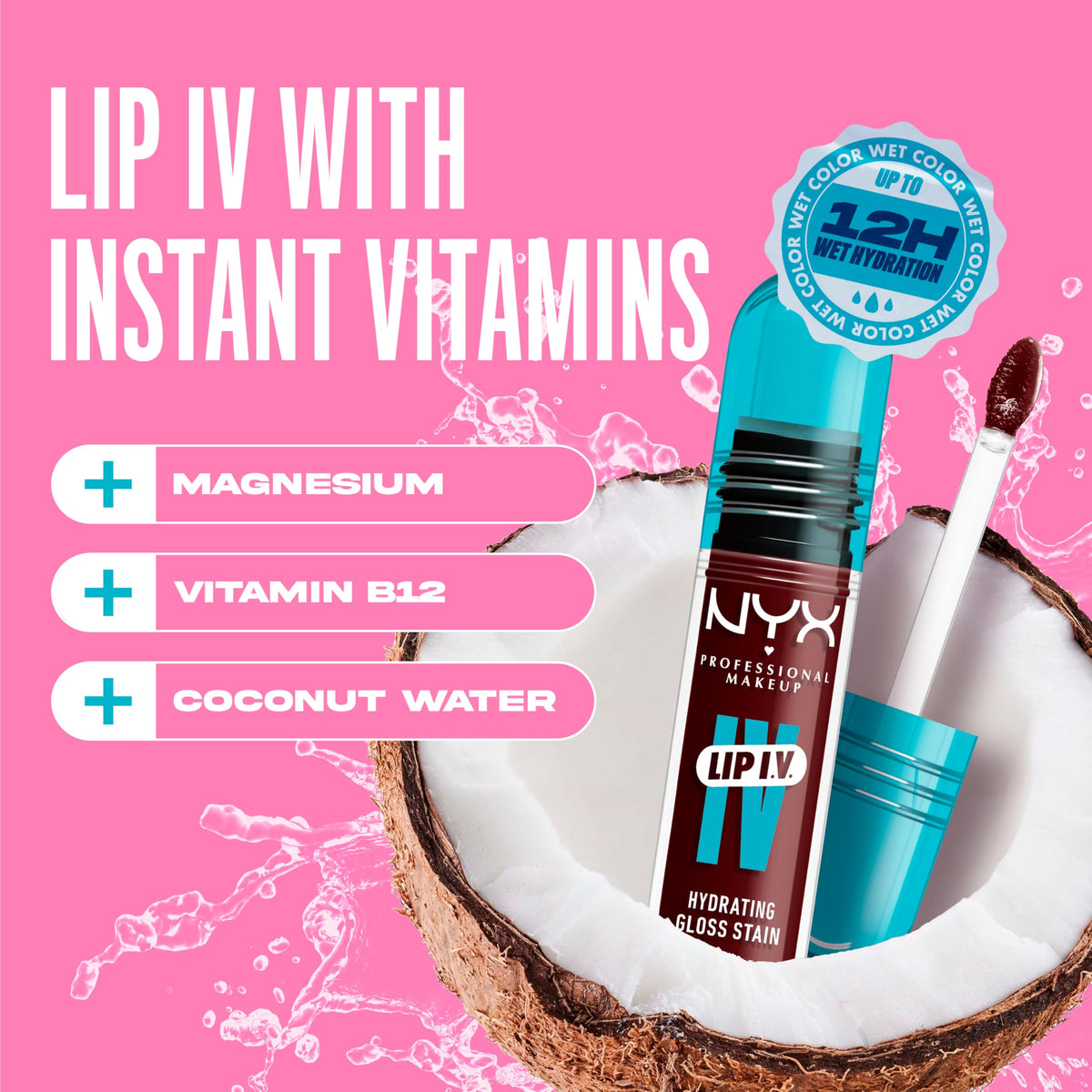 NYX PROFESSIONAL MAKEUP lips close-up in Water Bout Wine showing true color payoff