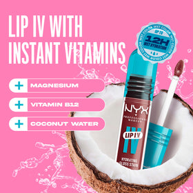 NYX Lip IV on model lips subtle stain showing natural-looking longwear tint