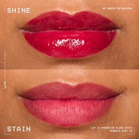 NYX PROFESSIONAL MAKEUP on model lips showing Magenta Mist berry wearability