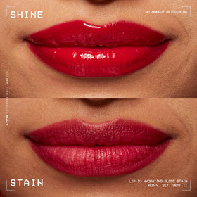 NYX PROFESSIONAL MAKEUP on-model full face wearing Red-y Set Wet for a dewy look