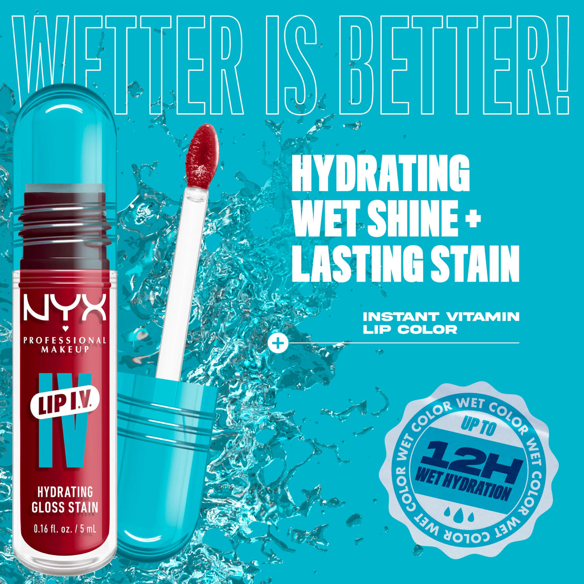 NYX PROFESSIONAL MAKEUP swirled texture of Lip IV showing glossy, lightweight pigment
