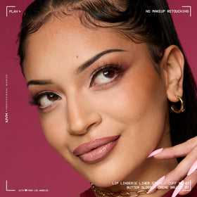 NYX PROFESSIONAL MAKEUP model close-up wearing Cuff Me showcasing natural stained lips