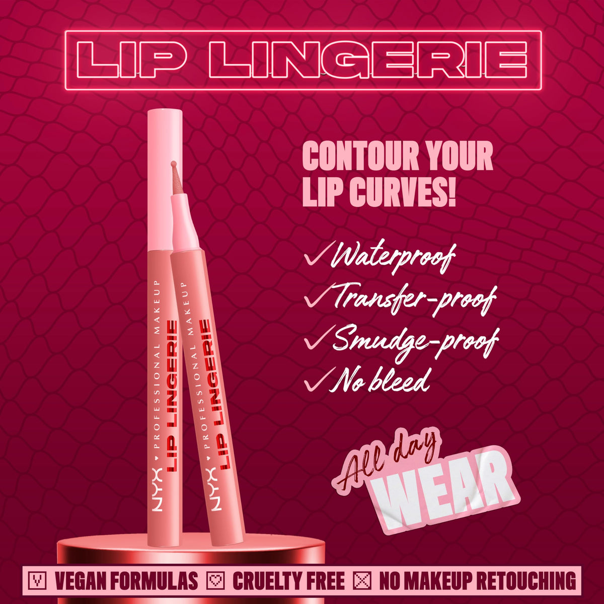 NYX PROFESSIONAL MAKEUP ballpoint felt tip close-up for precise, curve-hugging application
