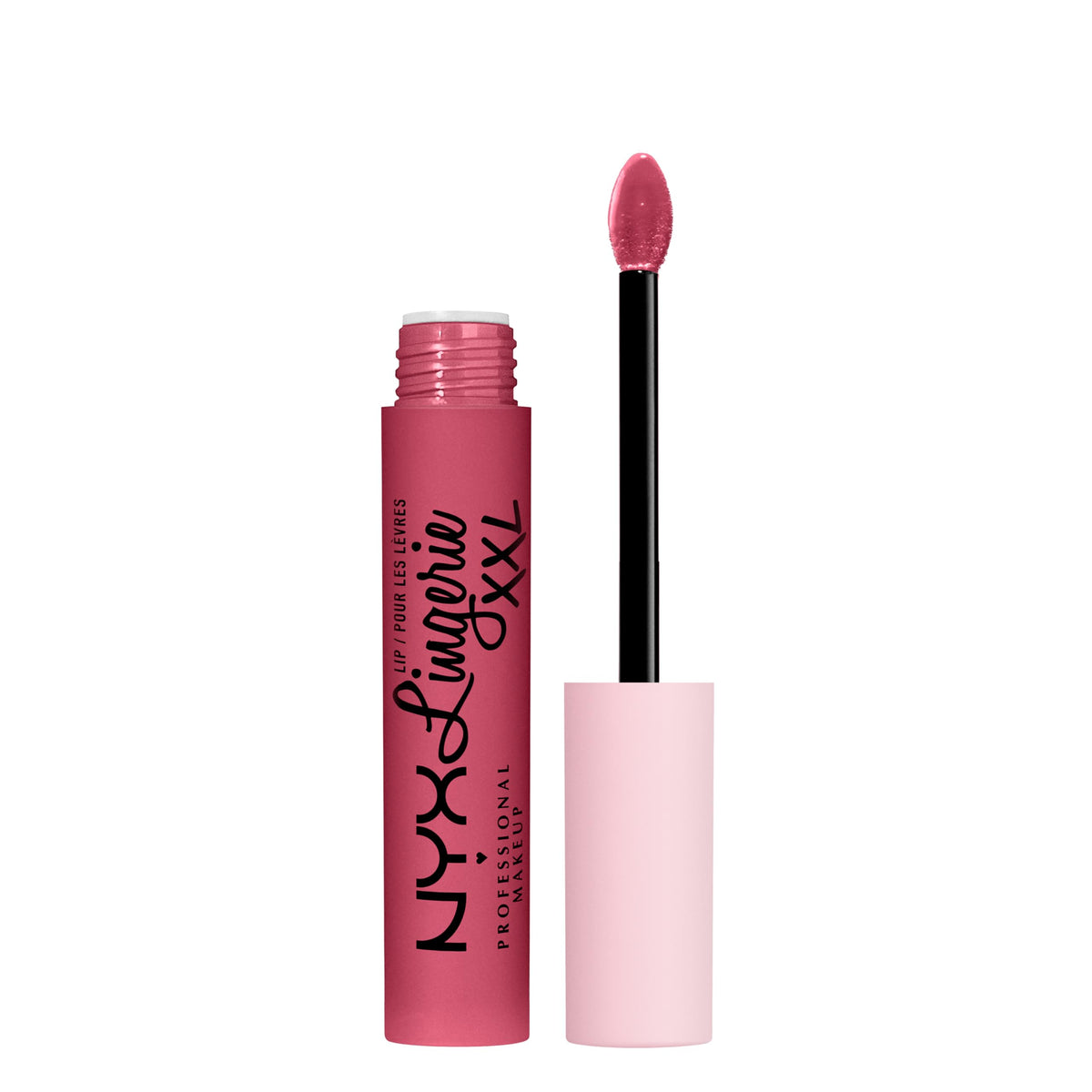 NYX PROFESSIONAL MAKEUP front packaging showing muted pink shade benefits all-day wear