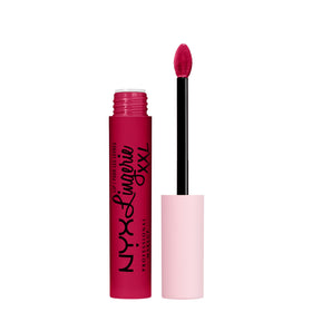 NYX PROFESSIONAL MAKEUP front tube showing bold blue-red shade and lasting color