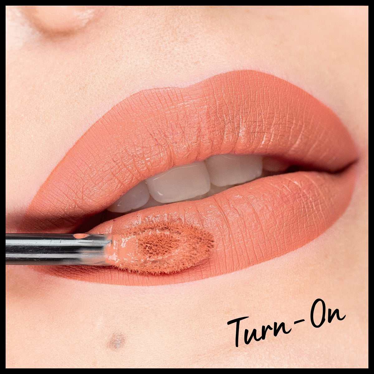 NYX Professional Makeup swatch on arm showing Turn-On peach nude payoff and blendable finish benefit color accuracy