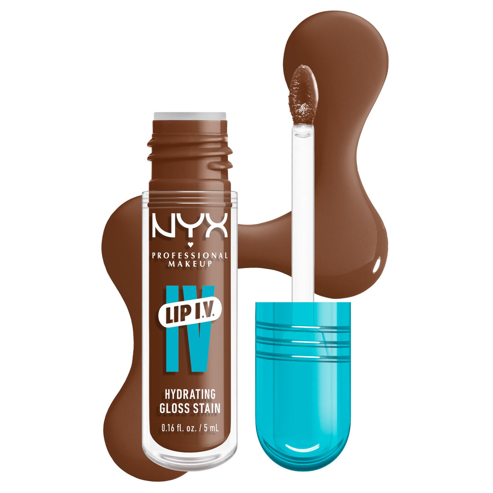 NYX PROFESSIONAL MAKEUP front packaging showing Splash N Spice shade and gloss benefits