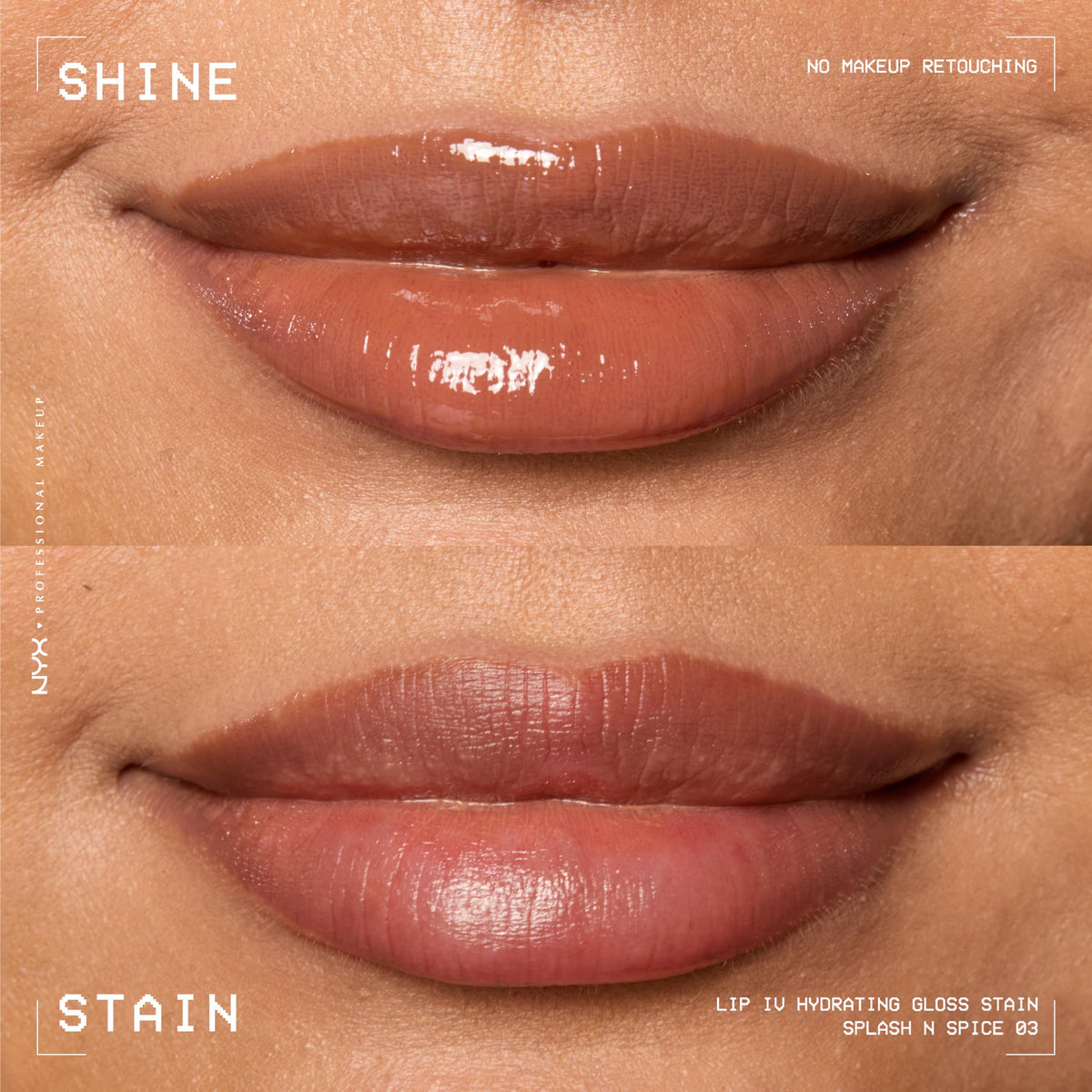 NYX PROFESSIONAL MAKEUP swatch on skin illustrating buildable brown tint payoff