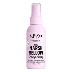 NYX PROFESSIONAL MAKEUP front bottle view showing matte setting spray benefit
