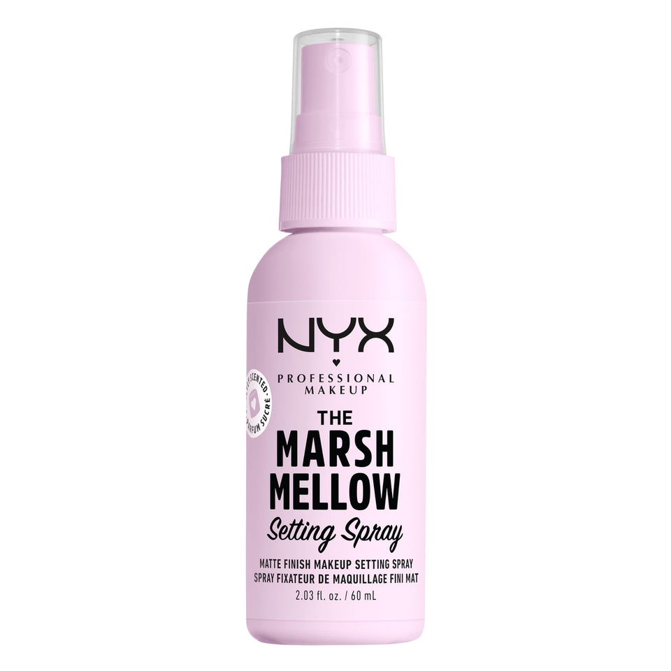 NYX PROFESSIONAL MAKEUP front bottle view showing matte setting spray benefit