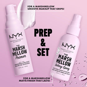 NYX PROFESSIONAL MAKEUP bottle in hand to show size and travel-friendly benefit