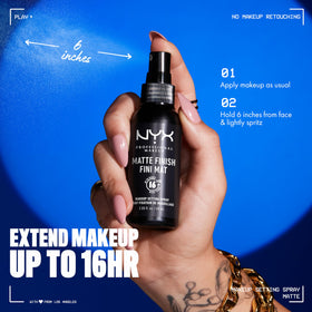 NYX PROFESSIONAL MAKEUP bottle in hand showing size and travel-friendly convenience