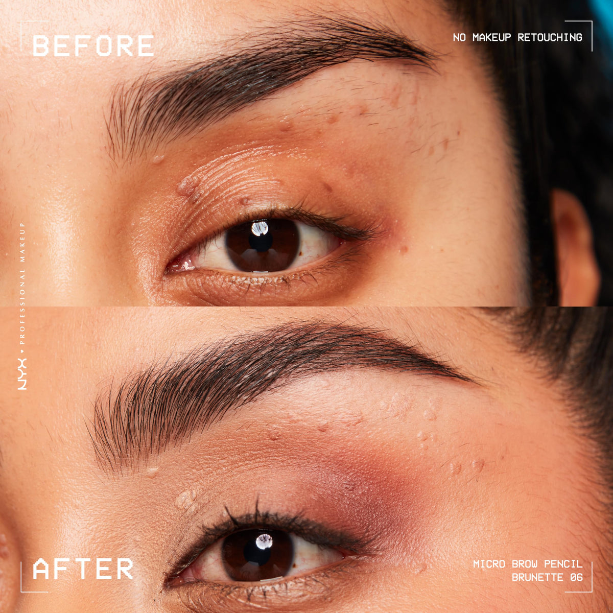 NYX PROFESSIONAL MAKEUP spoolie end visible to blend and soften brow lines