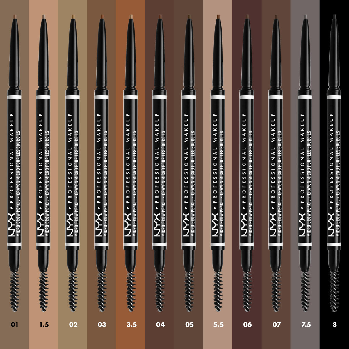 NYX Professional Makeup pencil in use applying fine strokes along natural brow line