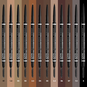 NYX Professional Makeup pencil in use applying fine strokes along natural brow line