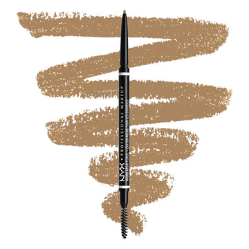 NYX PROFESSIONAL MAKEUP micro brow pencil front view showing slim blonde tip and retractable barrel for precision