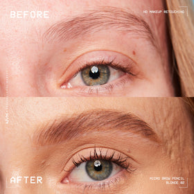 NYX PROFESSIONAL MAKEUP micro brow pencil spoolie detail demonstrating blending and groomed finish