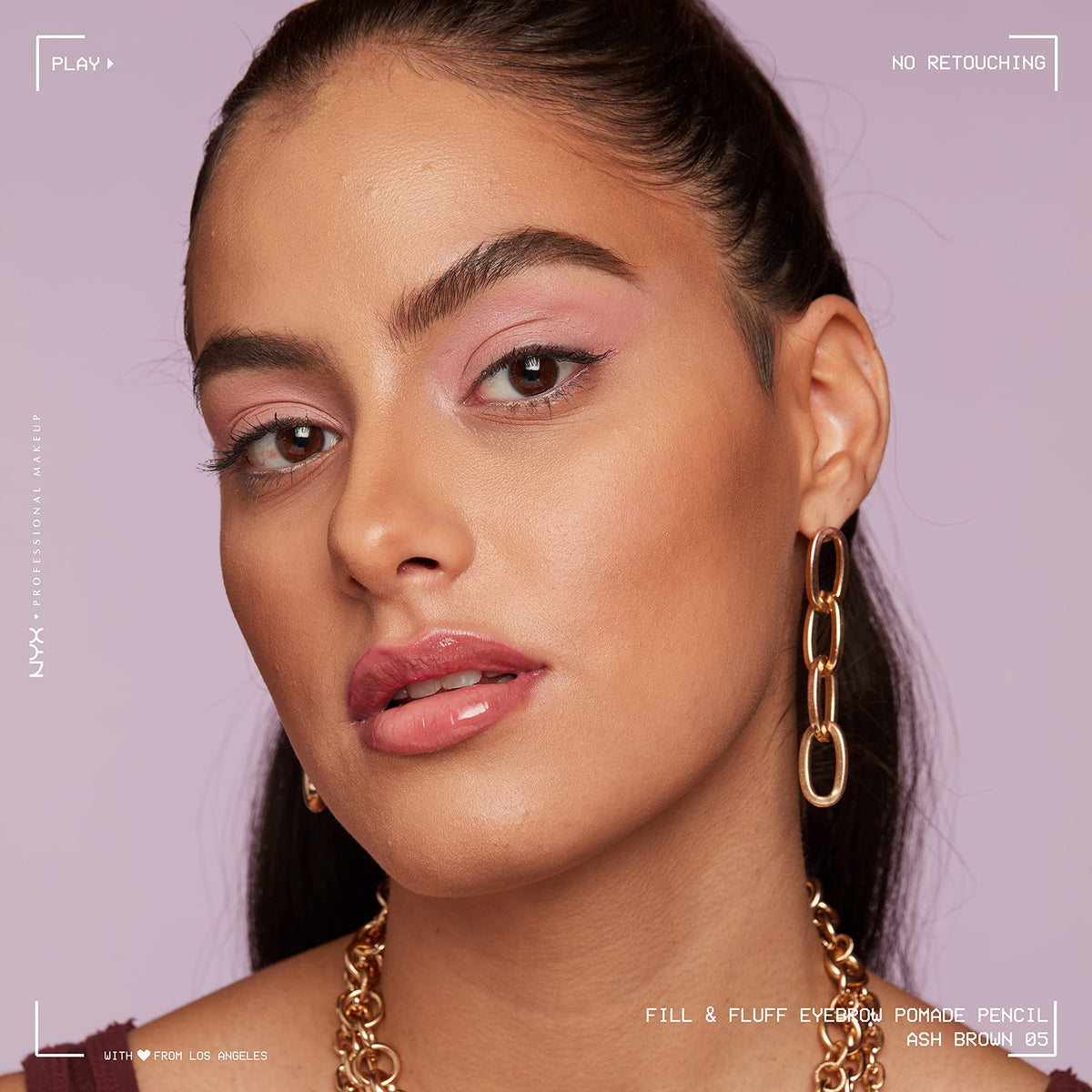 NYX PROFESSIONAL MAKEUP model wearing ash brown brows for subtle definition