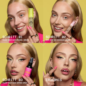 NYX PROFESSIONAL MAKEUP model applying product in mirror to show effortless use