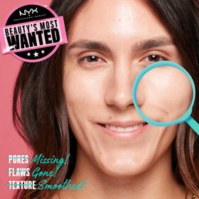 NYX PROFESSIONAL MAKEUP silky primer texture close-up, demonstrates smooth pore-blurring finish
