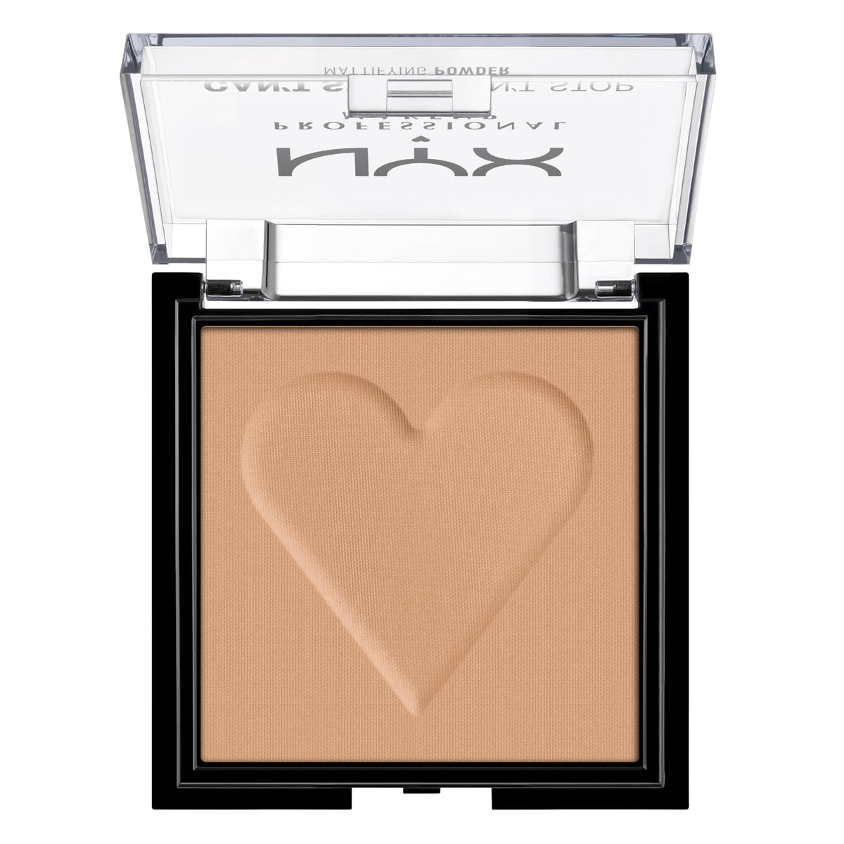NYX PROFESSIONAL MAKEUP compact side profile illustrating slim travel-friendly design