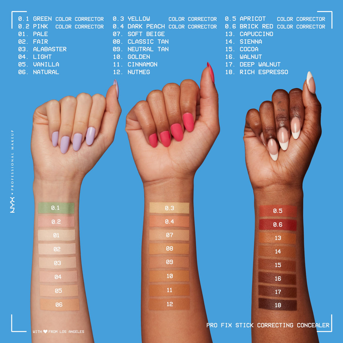 NYX PROFESSIONAL MAKEUP stick held in hand to show compact size and travel-friendly convenience