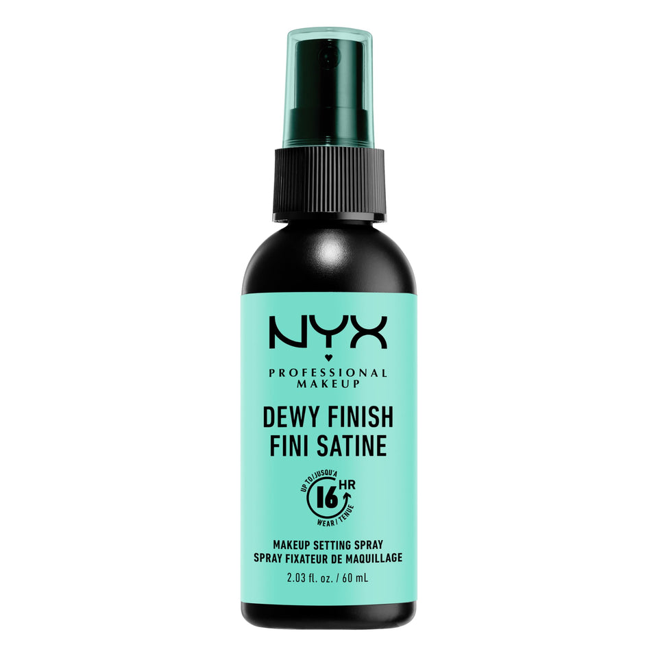 NYX PROFESSIONAL MAKEUP front bottle showing dewy finish benefits