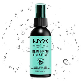 NYX PROFESSIONAL MAKEUP label detail highlighting vegan and dewy formula