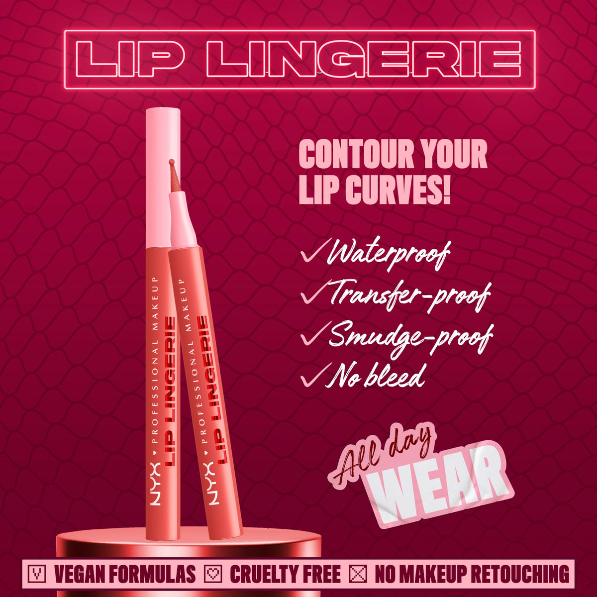 NYX PROFESSIONAL MAKEUP ballpoint felt tip close-up for precise, curve-hugging application benefit: accuracy