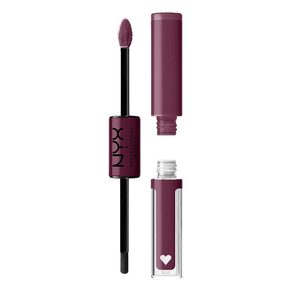 NYX PROFESSIONAL MAKEUP front packaging showing cool plum shade and clear gloss benefit