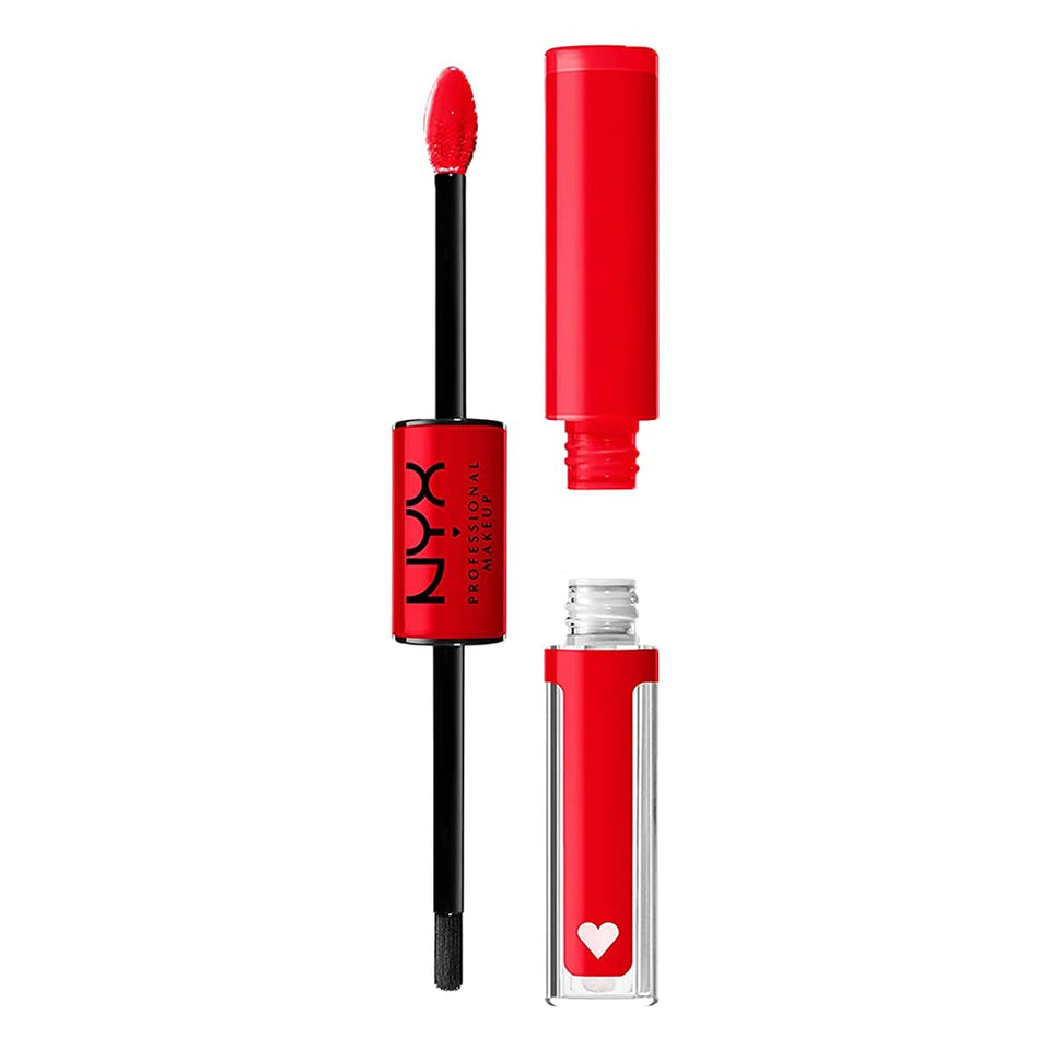 NYX PROFESSIONAL MAKEUP front packaging showing Rebel In Red, bold color payoff