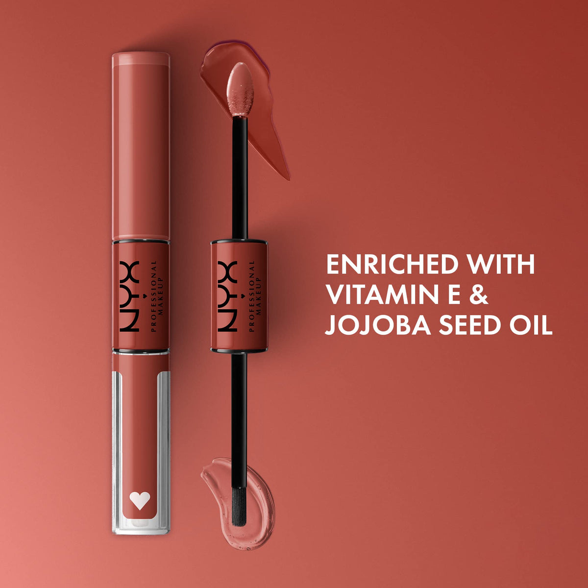 NYX PROFESSIONAL MAKEUP ingredient label highlighting nourishing oils and vegan benefit