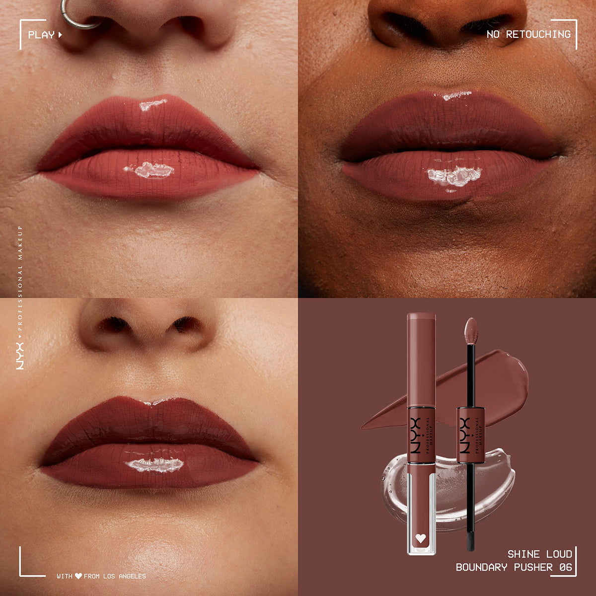 NYX PROFESSIONAL MAKEUP gloss texture close-up revealing non-sticky reflective finish