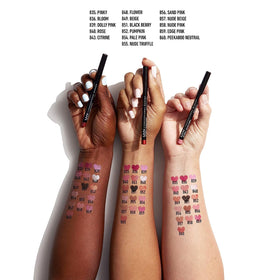 NYX PROFESSIONAL MAKEUP flatlay with pencils and makeup bag for everyday portability