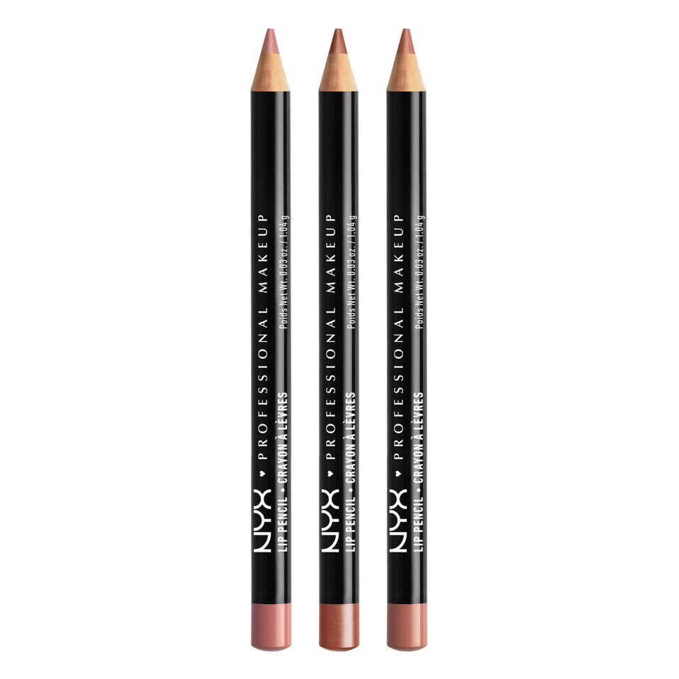 NYX PROFESSIONAL MAKEUP front packaging showing three slim lip pencils and brand trust