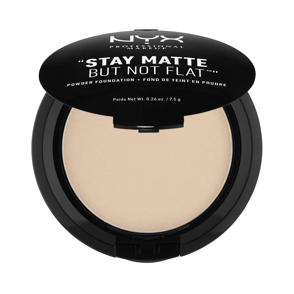 NYX PROFESSIONAL MAKEUP compact front view showing nude shade and mirror for easy touch-ups