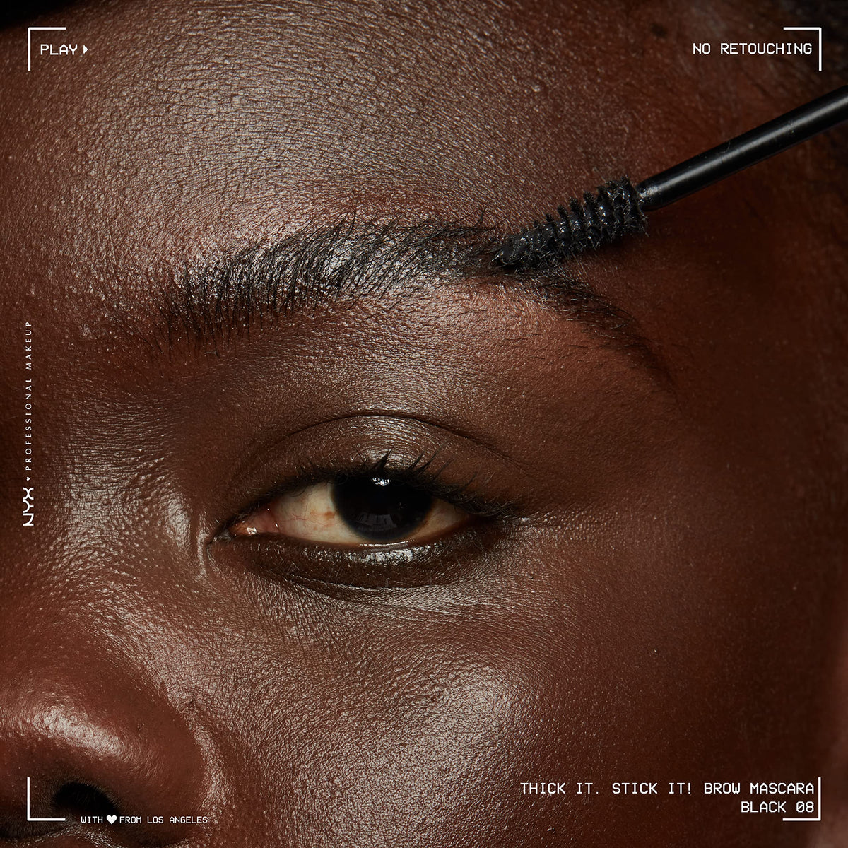 NYX PROFESSIONAL MAKEUP applying mascara to brow for instant tint and hold