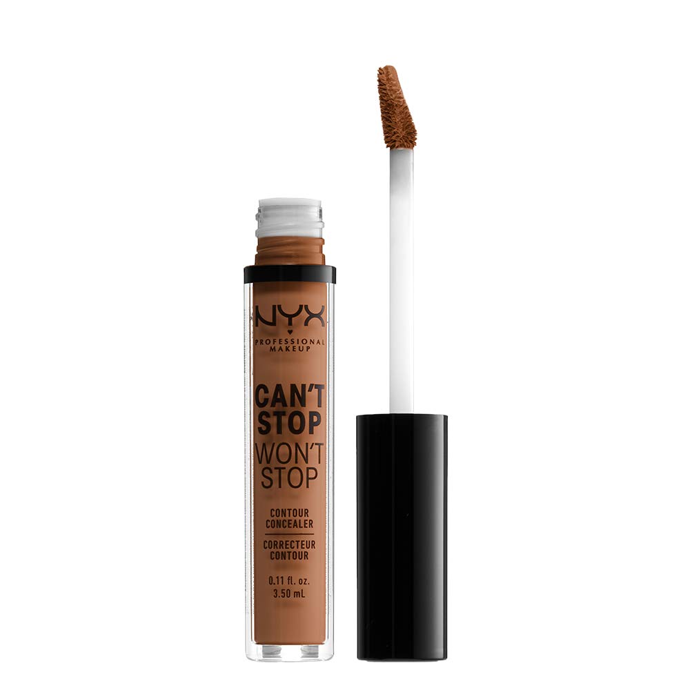 NYX PROFESSIONAL MAKEUP front view of Warm Caramel concealer pack shows full-coverage benefit