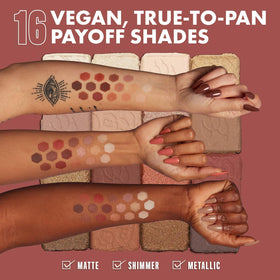 NYX PROFESSIONAL MAKEUP product label close-up showing shade names and clear ingredient benefit