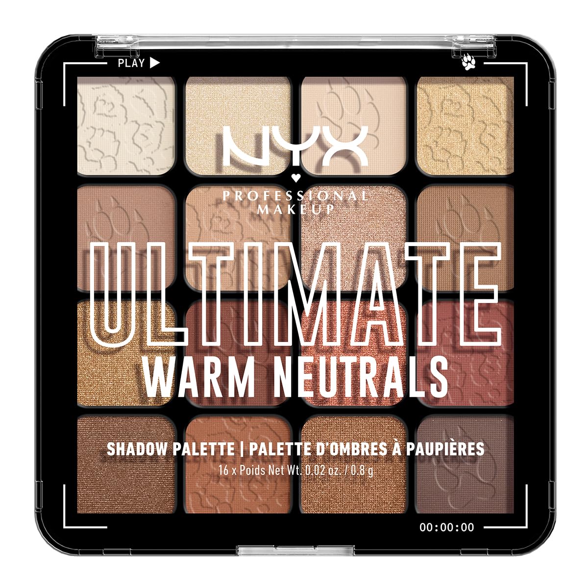 NYX PROFESSIONAL MAKEUP palette front view showing warm neutral shades and compact design benefit