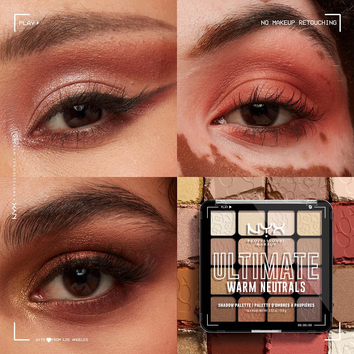 NYX PROFESSIONAL MAKEUP swatches on arm showing color payoff and blendability benefit