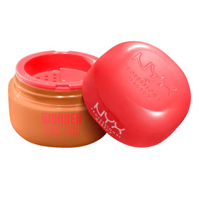 NYX PROFESSIONAL MAKEUP front jar of Wonder Snatch in Sassy Spice, clear view and product benefit of long wear