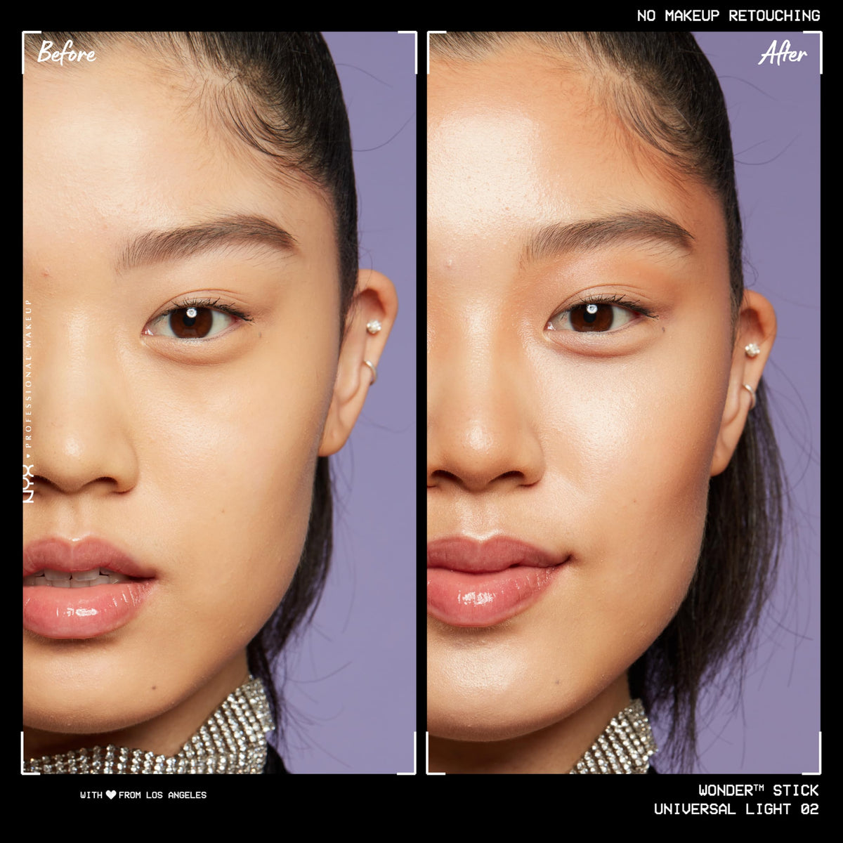 NYX Wonder Stick applied to cheek to shape and brighten instantly