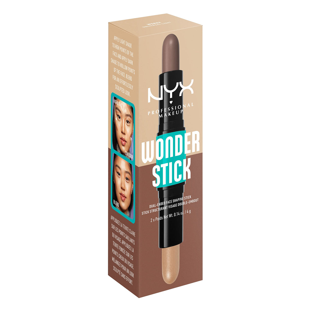 NYX Wonder Stick before and after demonstrating sculpted results