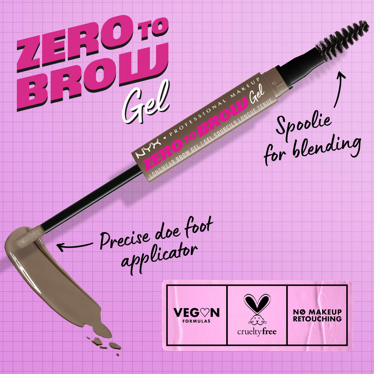 NYX PROFESSIONAL MAKEUP doe-foot applicator close-up for precise brow strokes