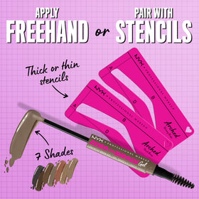 NYX PROFESSIONAL MAKEUP used with brow stencils to achieve consistent shape