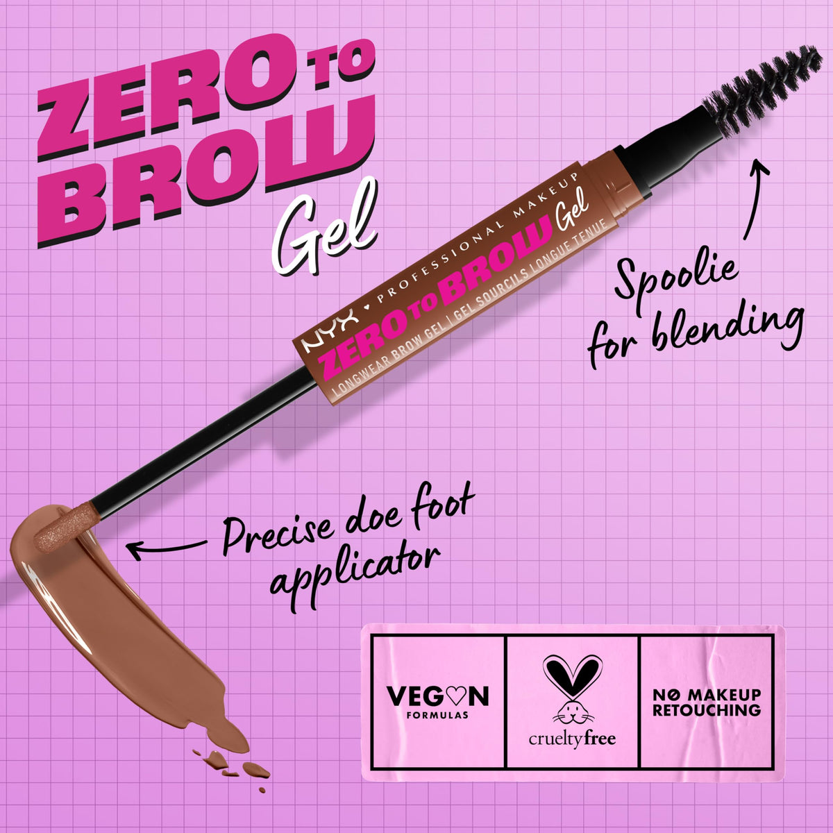 NYX PROFESSIONAL MAKEUP close-up doe-foot applicator delivering precise auburn pigment