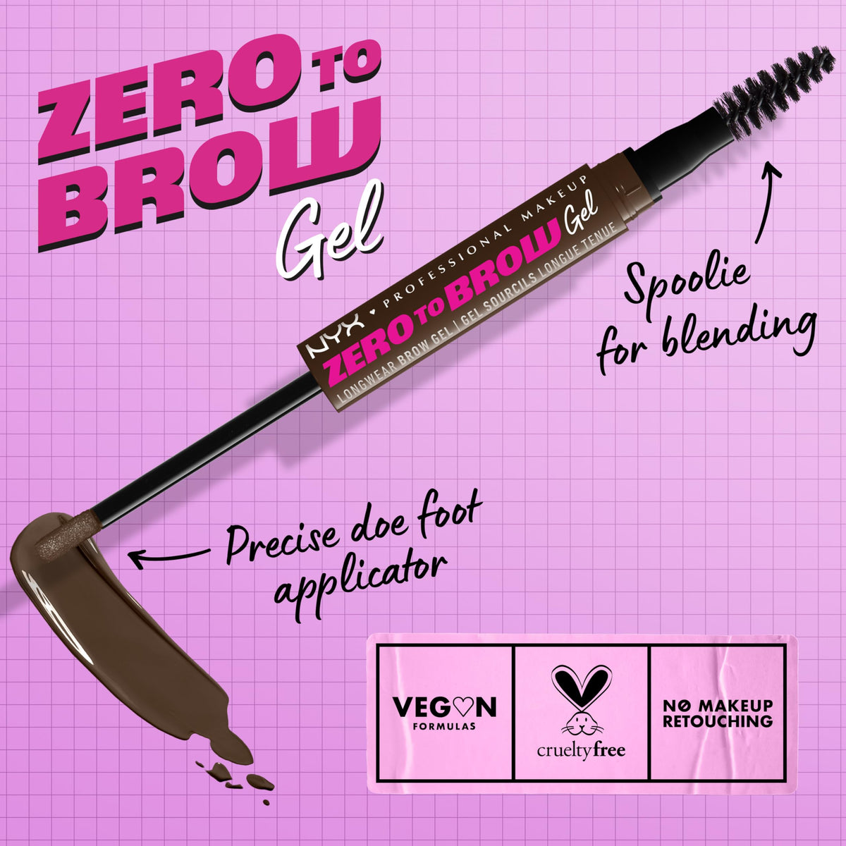 NYX PROFESSIONAL MAKEUP close-up doe-foot applicator for precise brow strokes