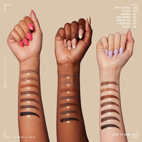NYX PROFESSIONAL MAKEUP paired with brow stencils to shape and perfect arches