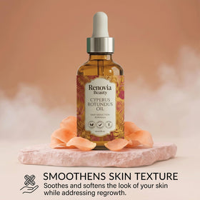 NYYQYYN Renovia Beauty oil texture drop demonstrating lightweight absorption benefit